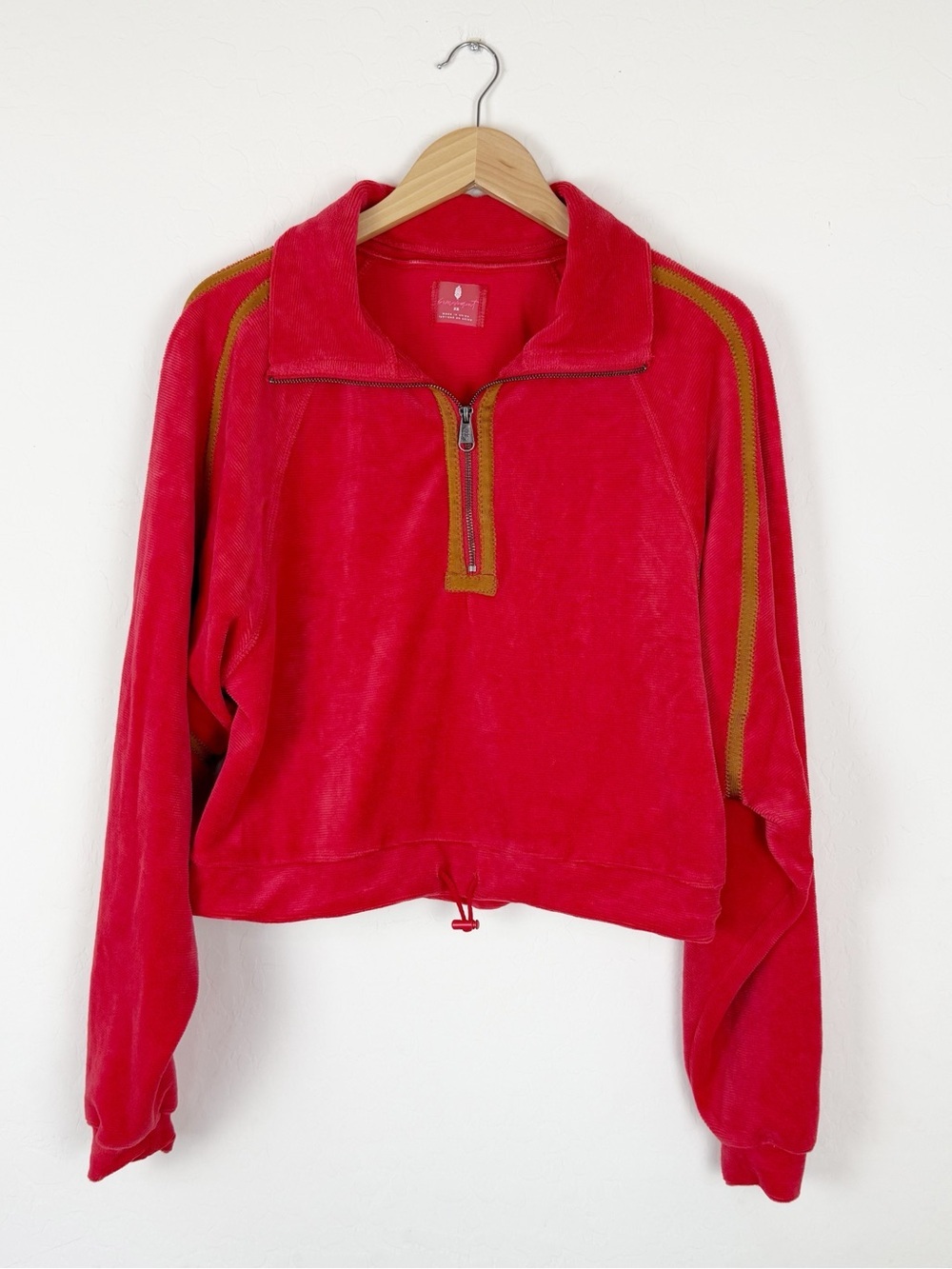 Free People Movement Friday Love Pullover Red Velour